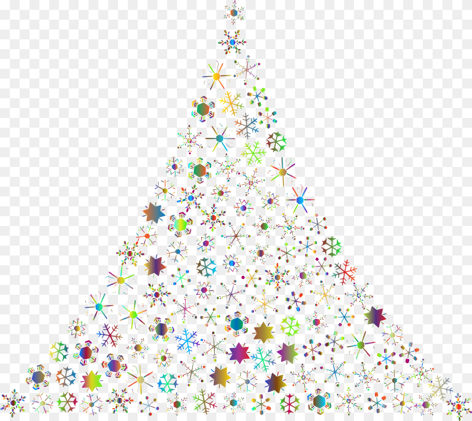 Prismatic Snowflake Christmas Tree 2 No Background Abstract Christmas Tree Vector, Plant, Christmas Decorations, Festival, Christmas Tree Free Transparent Png