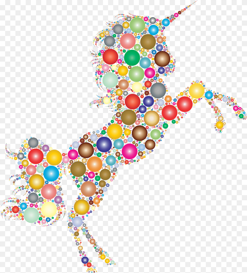Prismatic Unicorn Silhouette Circles No Background Icons, People, Person, Accessories, Bead Free Png Download