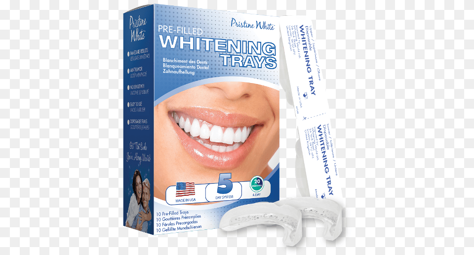 Pristine White Prefilled Trays Tooth Whitening, Body Part, Mouth, Person, Teeth Png Image