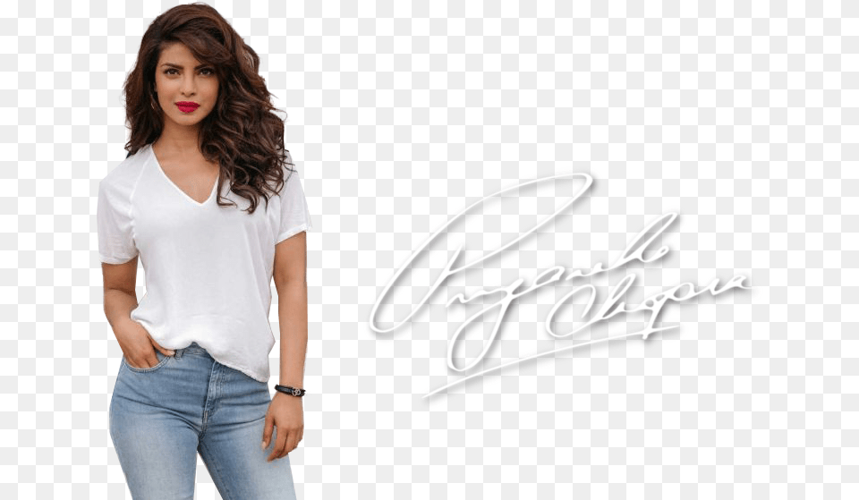 Priyanka Chopra In White Dress, Adult, T-shirt, Person, Pants Free Transparent Png