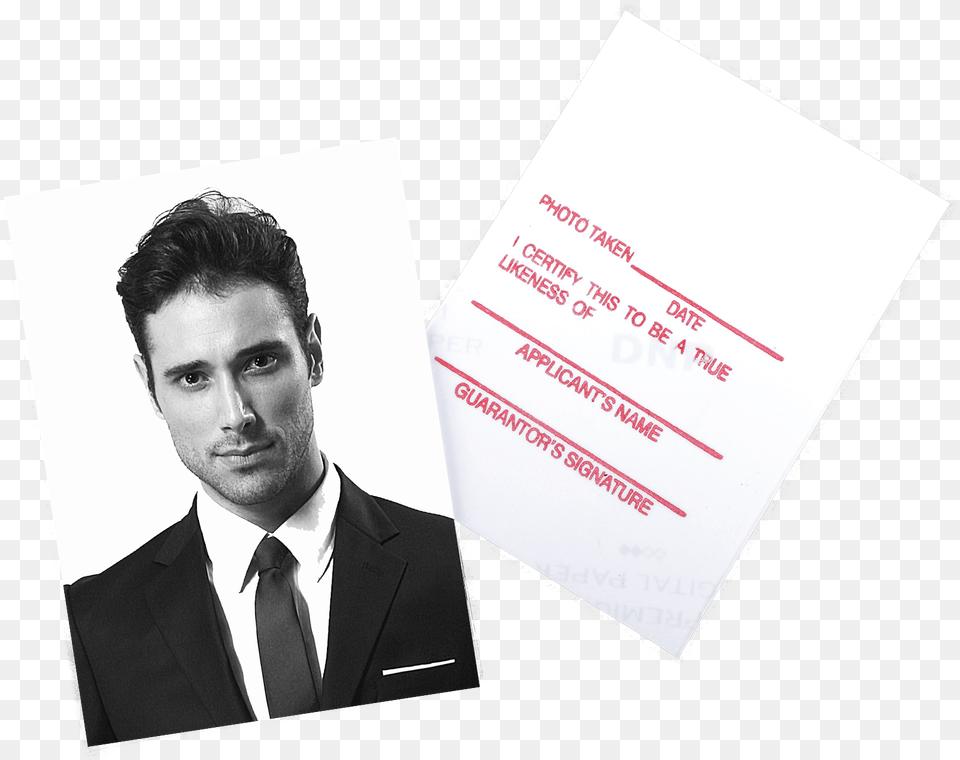 Pro Passport Photo Black And White Gentleman, Advertisement, Poster, Male, Adult Png