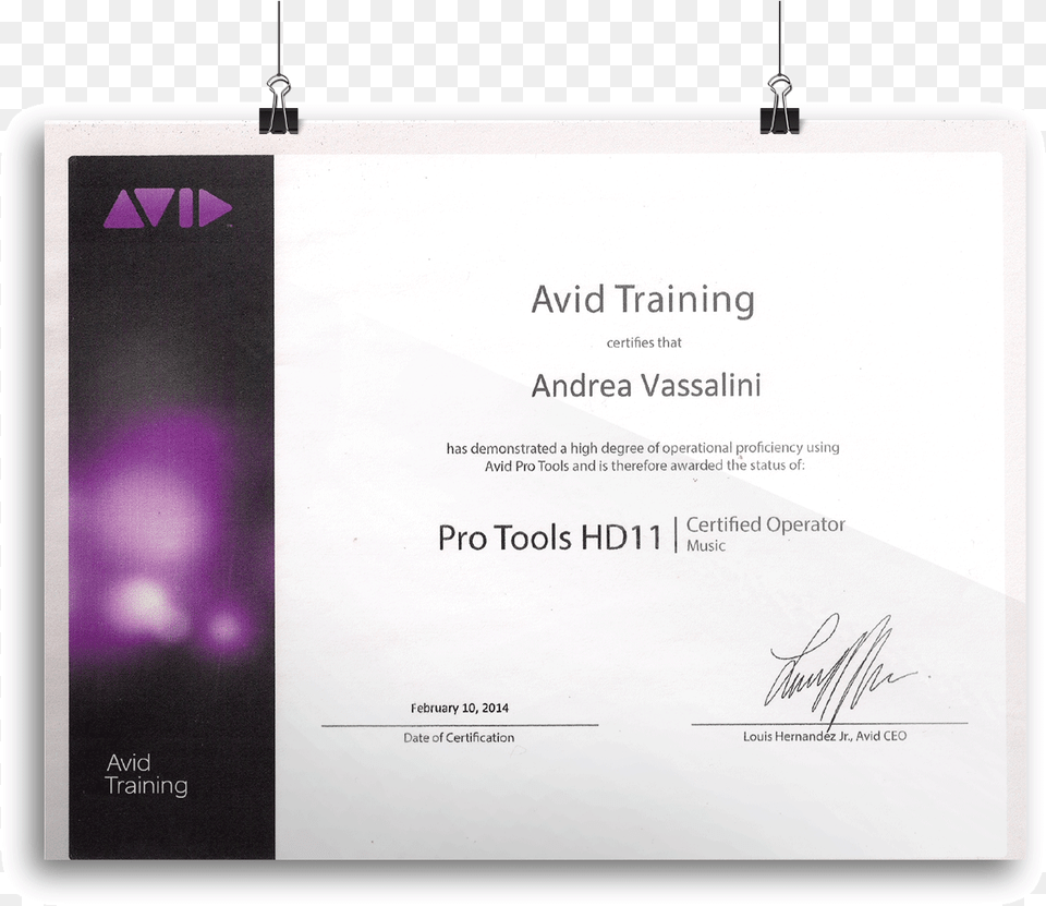 Pro Tools Operator Music Hd11 Avid, Text, Diploma, Document Free Png Download