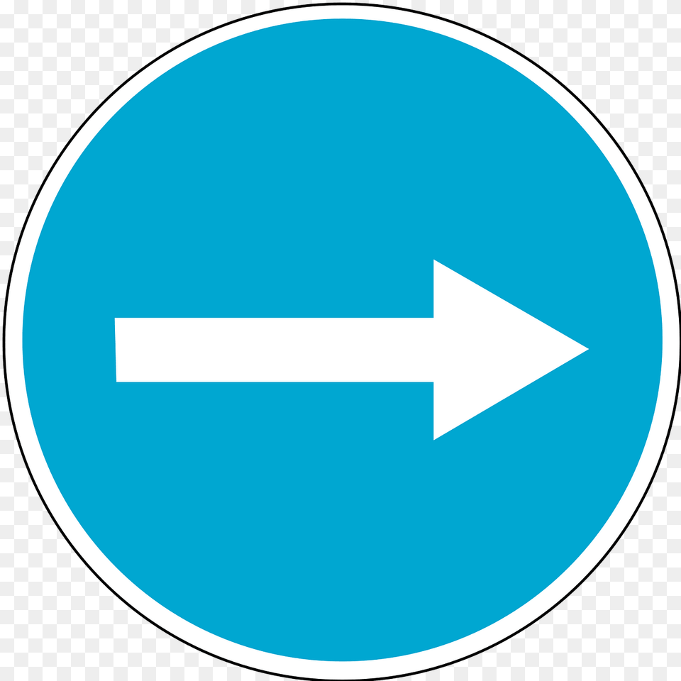 Proceed Right Only Sign In Estonia Clipart, Symbol, Road Sign, Disk Png