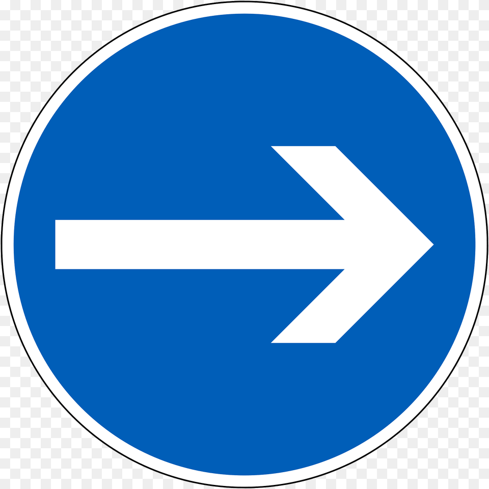 Proceed Right Only Sign In Finland Clipart, Symbol, Road Sign, Disk Png Image