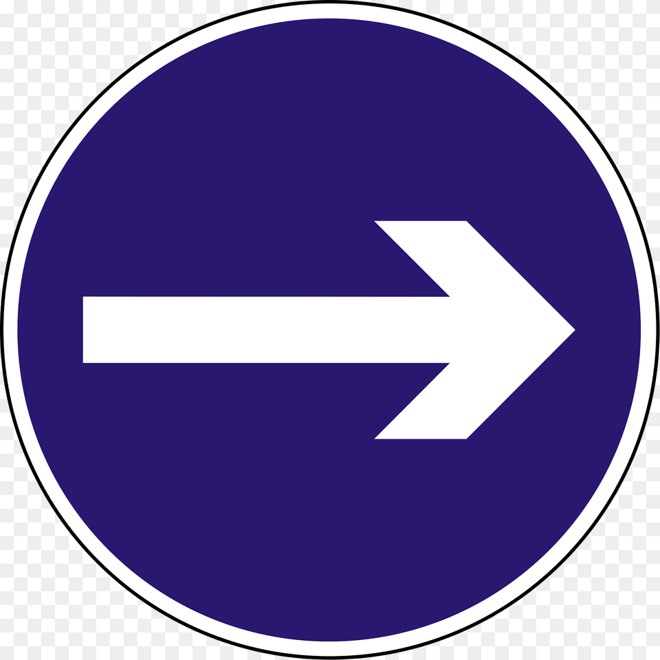 Proceed Right Only Sign In Hungary Clipart, Symbol, Road Sign, Disk Png Image