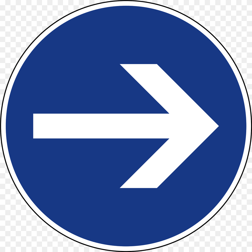 Proceed Right Only Sign In Slovenia Clipart, Symbol, Road Sign, Disk Png