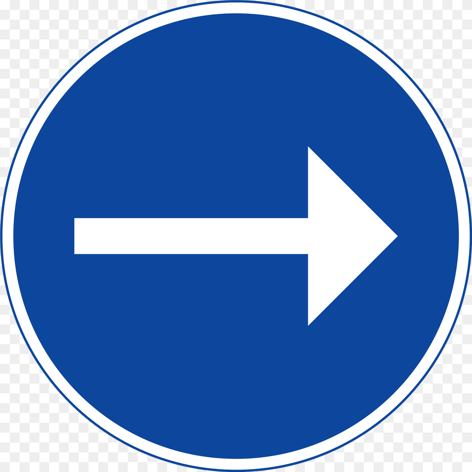 Proceed Right Only Sign In Sweden Clipart, Symbol, Road Sign, Disk Free Png