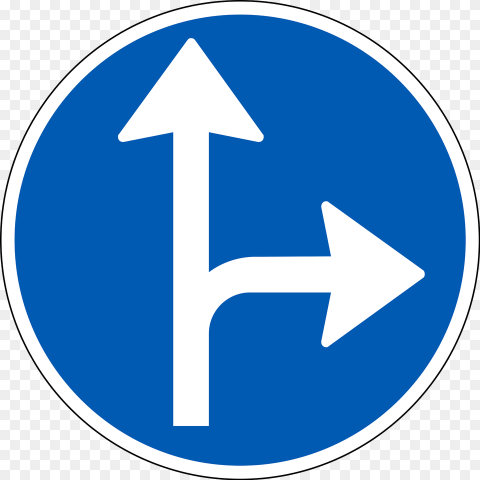 Proceed Straight Or Turn Right Only Sign In Denmark Clipart, Symbol, Road Sign Png