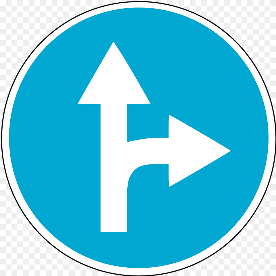 Proceed Straight Or Turn Right Only Sign In Estonia Clipart, Symbol, Disk Png Image