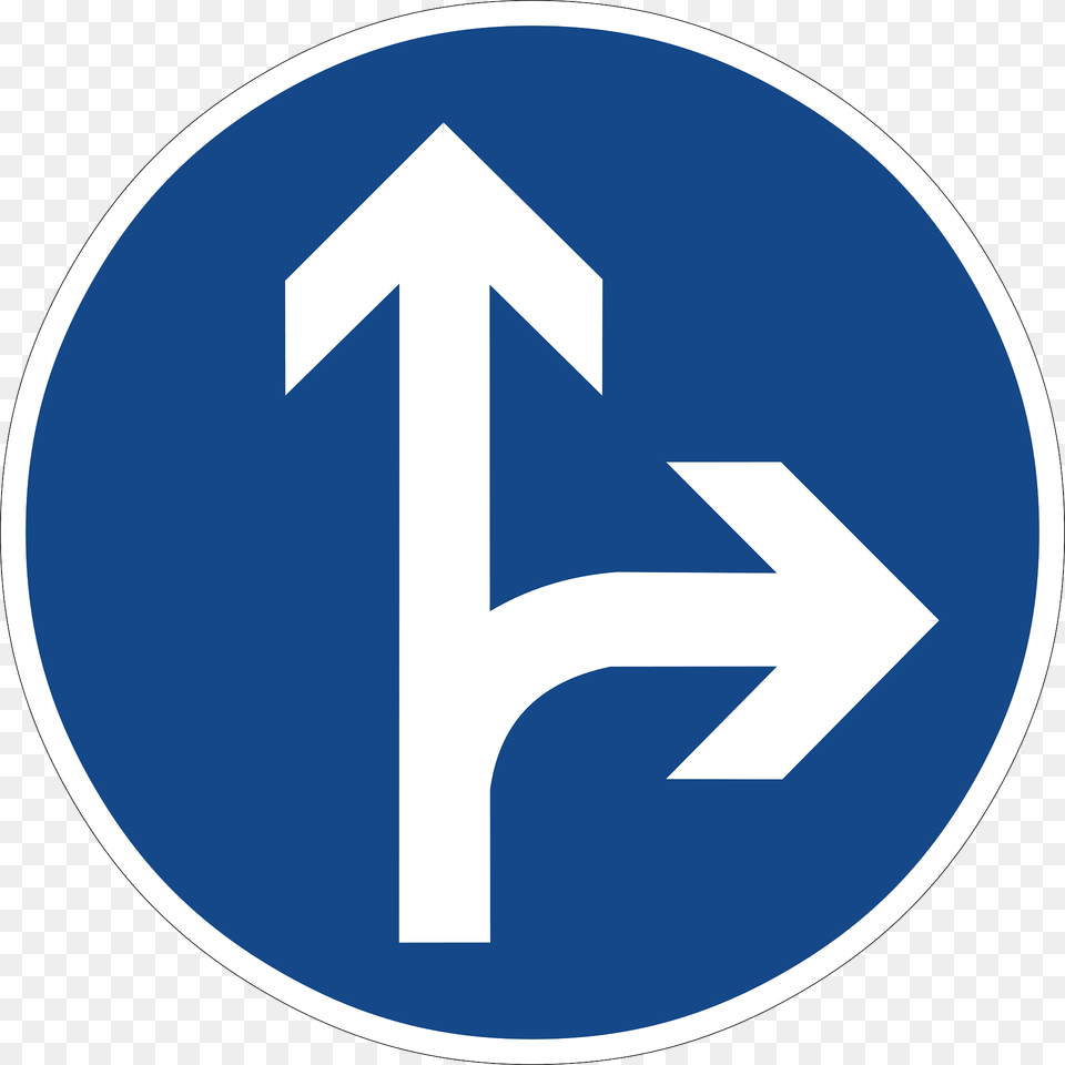 Proceed Straight Or Turn Right Only Sign In Germany Clipart, Symbol, Number, Text, Disk Png Image