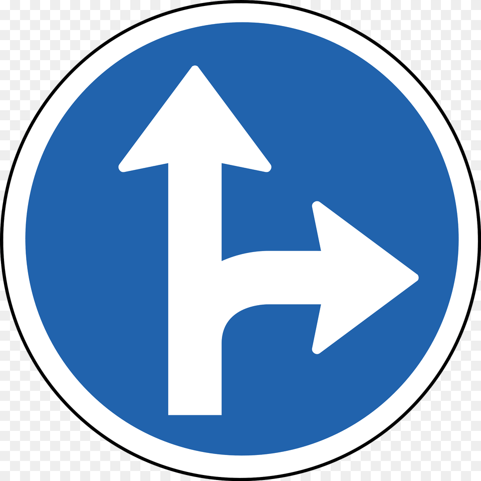Proceed Straight Or Turn Right Only Sign In Iceland Clipart, Symbol, Road Sign Png