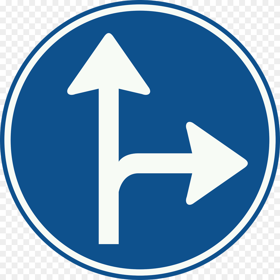 Proceed Straight Or Turn Right Only Sign In Netherlands Clipart, Symbol, Road Sign Png