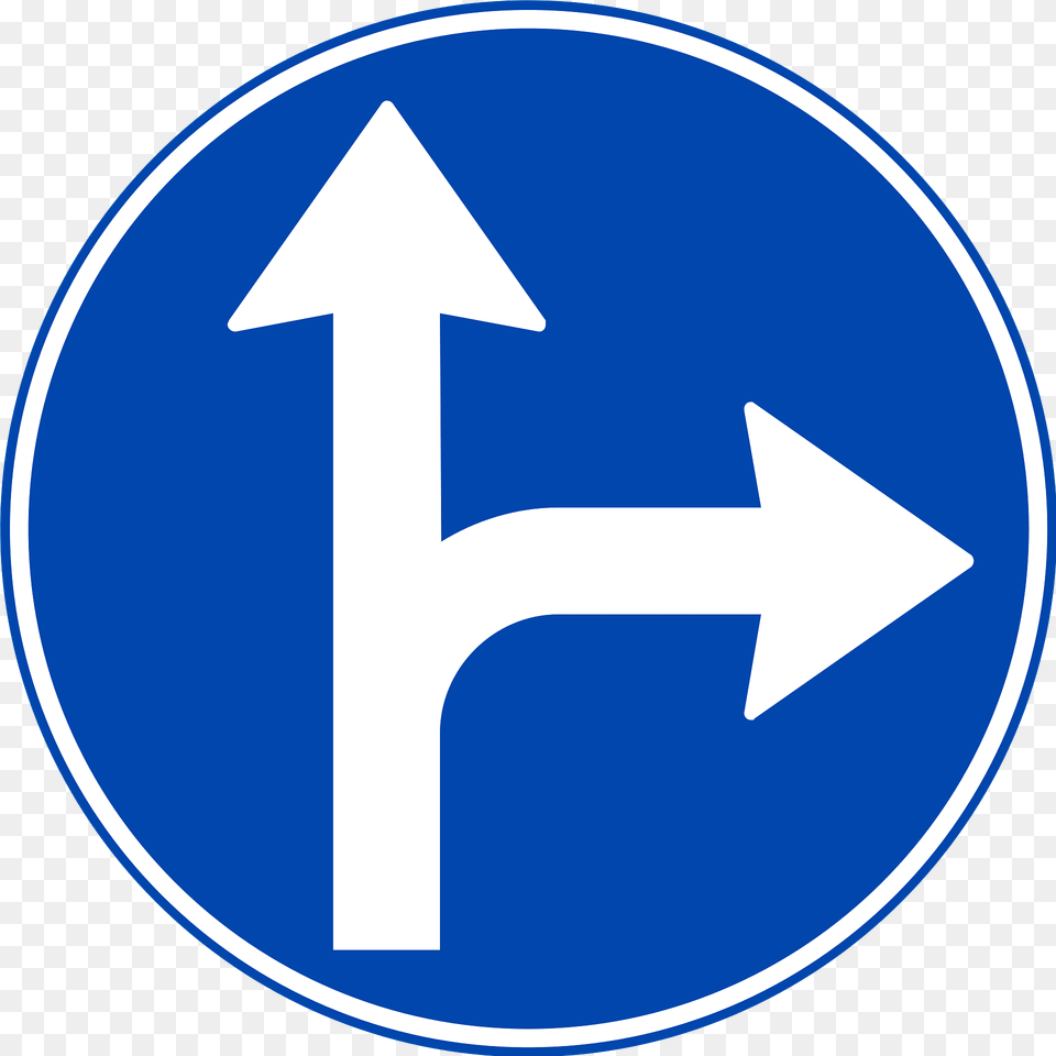 Proceed Straight Or Turn Right Only Sign In Norway Clipart, Symbol, Road Sign Png Image