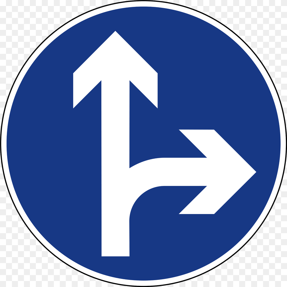 Proceed Straight Or Turn Right Only Sign In Slovenia Clipart, Symbol, Disk, Number, Text Free Png