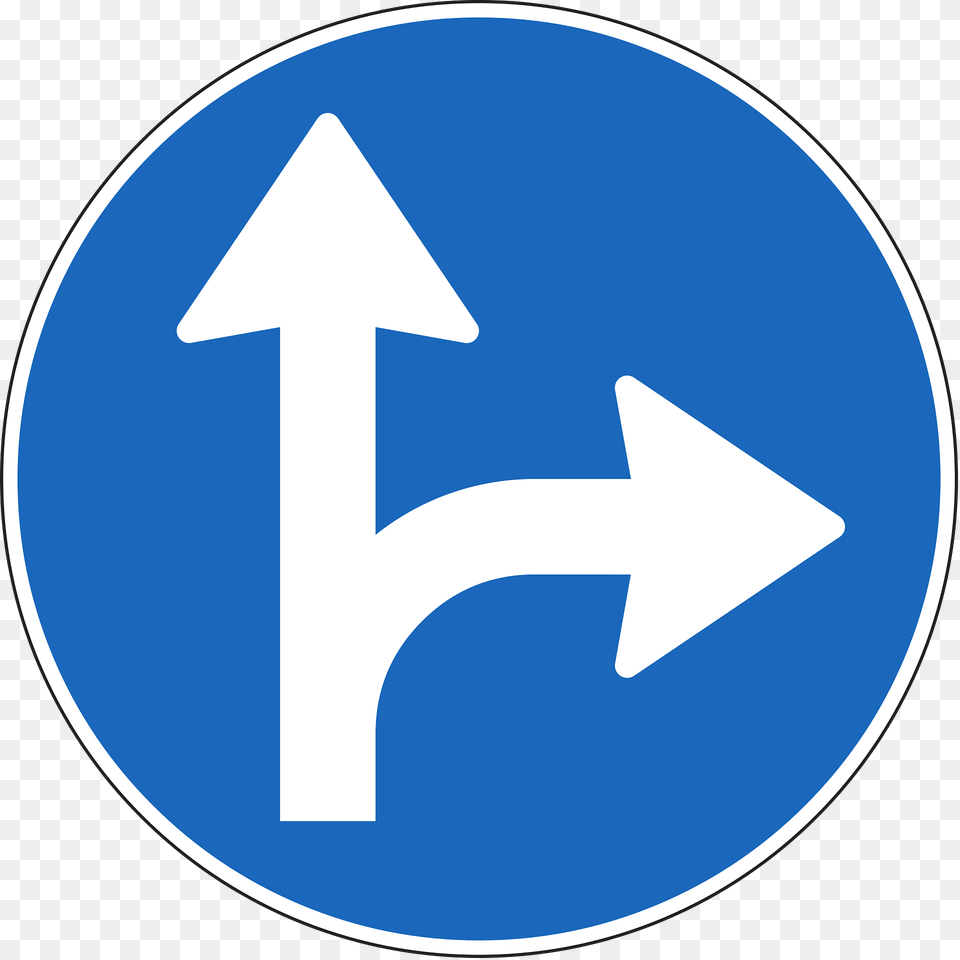 Proceed Straight Or Turn Right Only Sign In Switzerland Clipart, Symbol, Road Sign, Disk Free Png Download