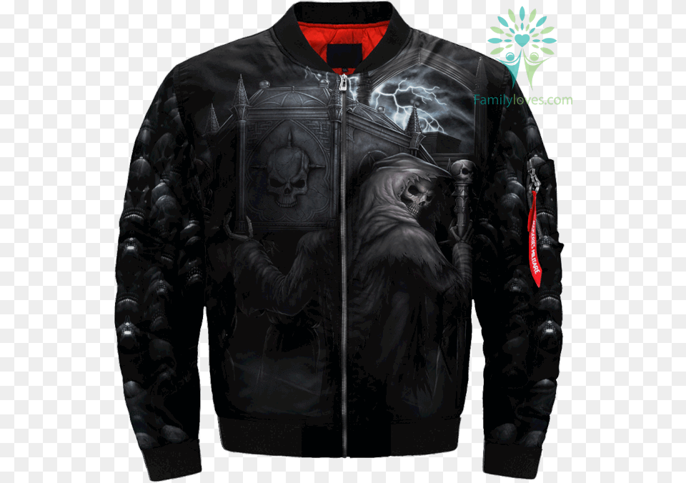 Proceed To Death Skull Over Print Jacket Tag Familyloves Veteran, Clothing, Coat, Leather Jacket, Adult Png Image