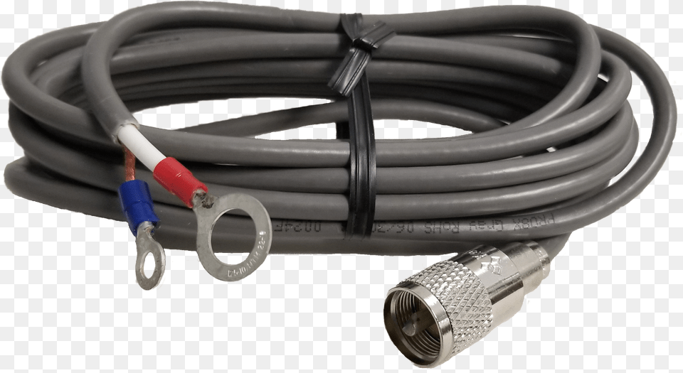Procomm Cb Coax Cable Rg8x With Pl259 And Ring Terminals Serial Cable, Adapter, Electronics, Smoke Pipe Png Image