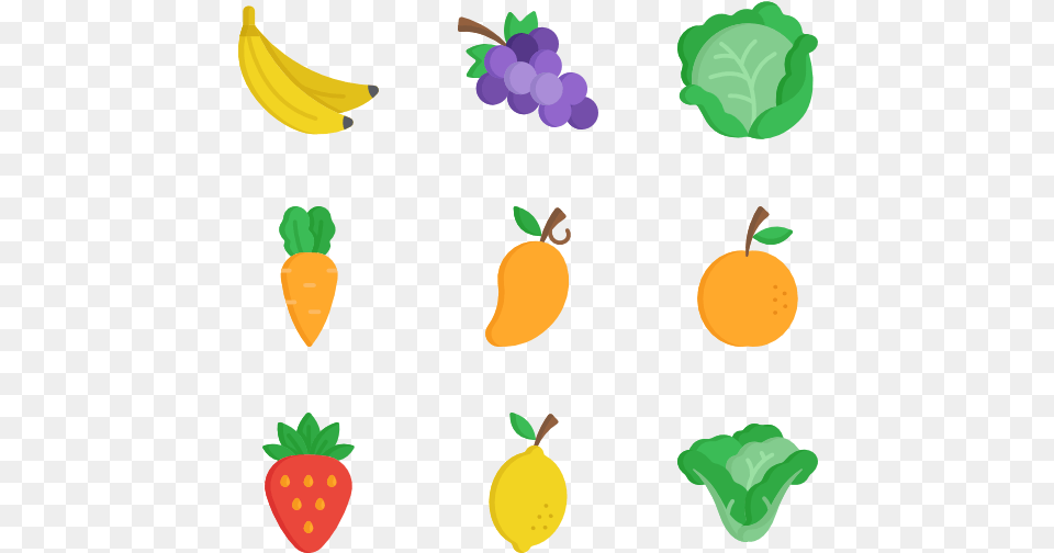 Produce Vector Healthy Fruits And Vegetables Icons, Banana, Food, Fruit, Plant Free Transparent Png