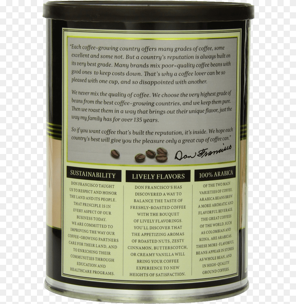 Product 21 Hawaiian Hazelnut Coffee Don Francisco, Book, Publication, Tin, Can Png