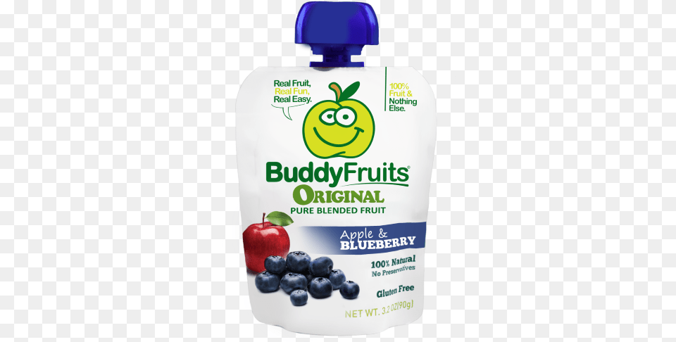 Product Buddy Fruits Pure Blended Fruit To Go Apple And Blueberry, Berry, Food, Plant, Produce Png Image
