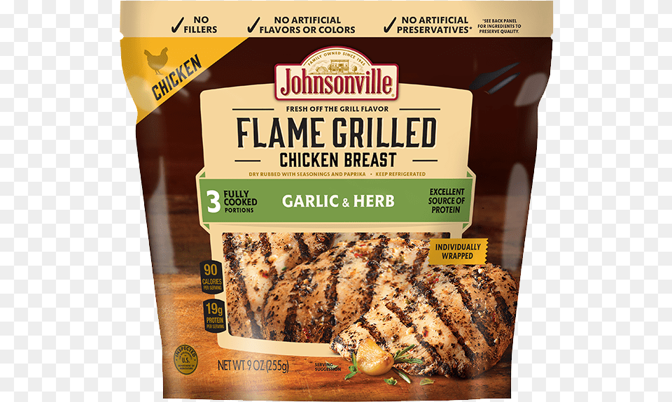 Product Image Johnsonville Flame Grilled Garlic Amp Herb Chicken, Advertisement, Poster, Food, Seasoning Png