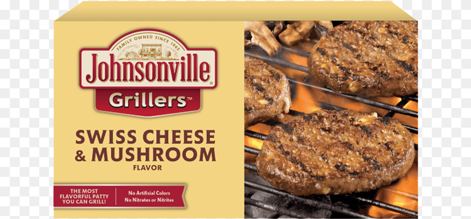 Product Image Johnsonville Grillers Patties Swiss Cheese Amp Mushroom, Food, Meat, Steak, Bbq Free Png