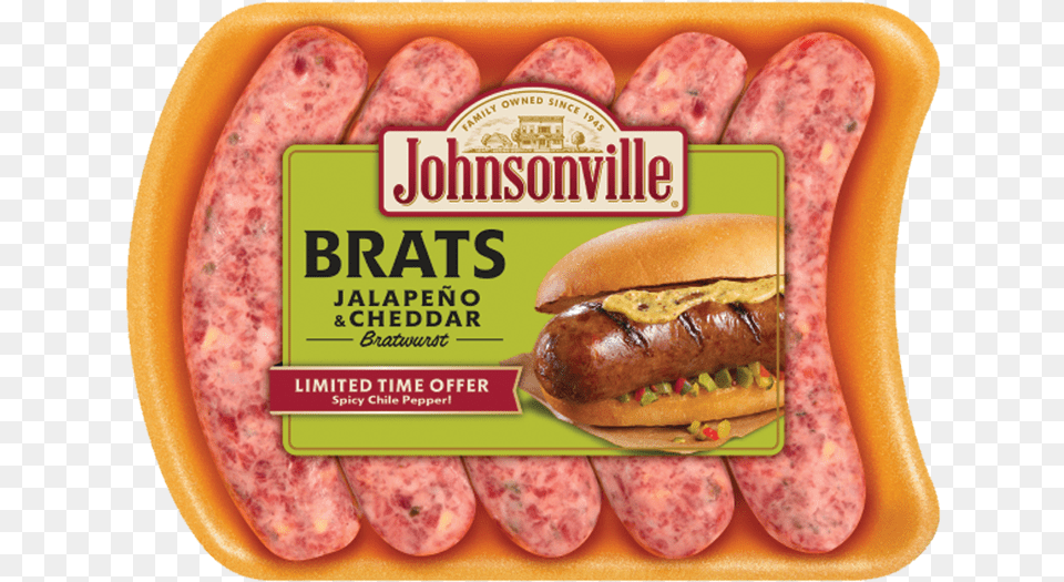 Product Image Johnsonville Jalapeno Amp Cheddar Brats 19 Oz Tray, Burger, Food, Hot Dog Free Png