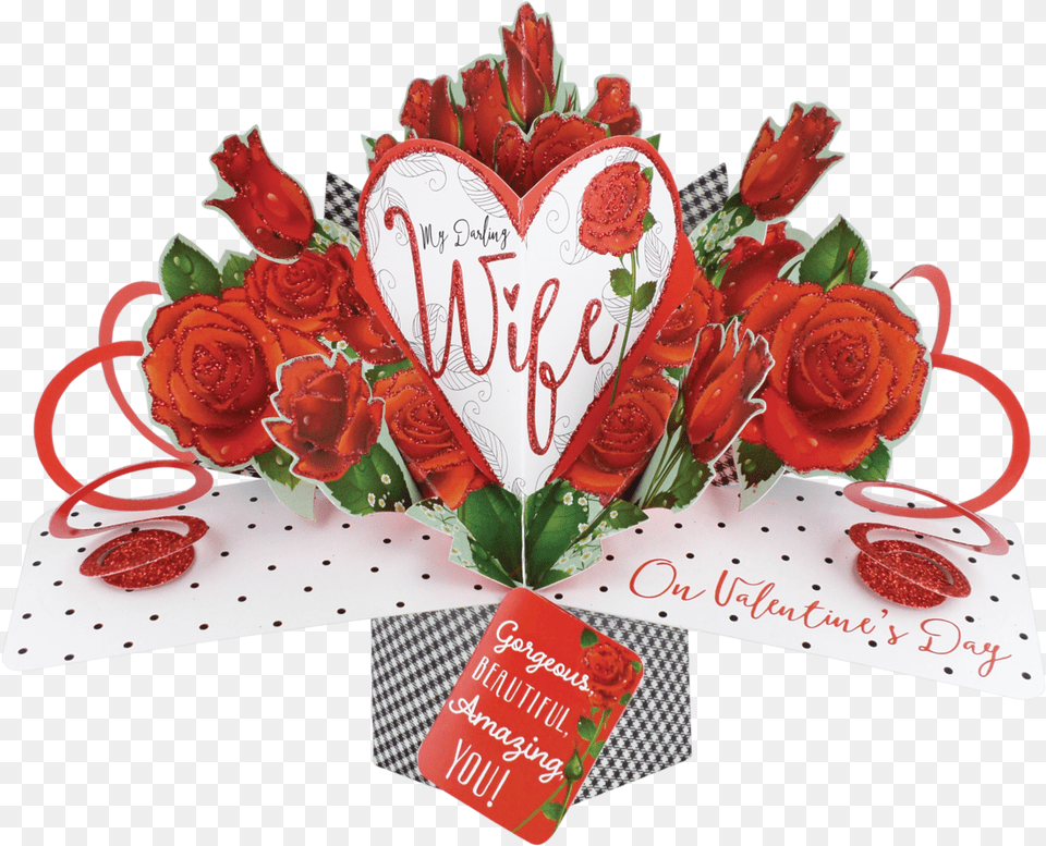 Product Images Of Valentines Day Wife Pop Up Card, Flower, Flower Arrangement, Flower Bouquet, Plant Png