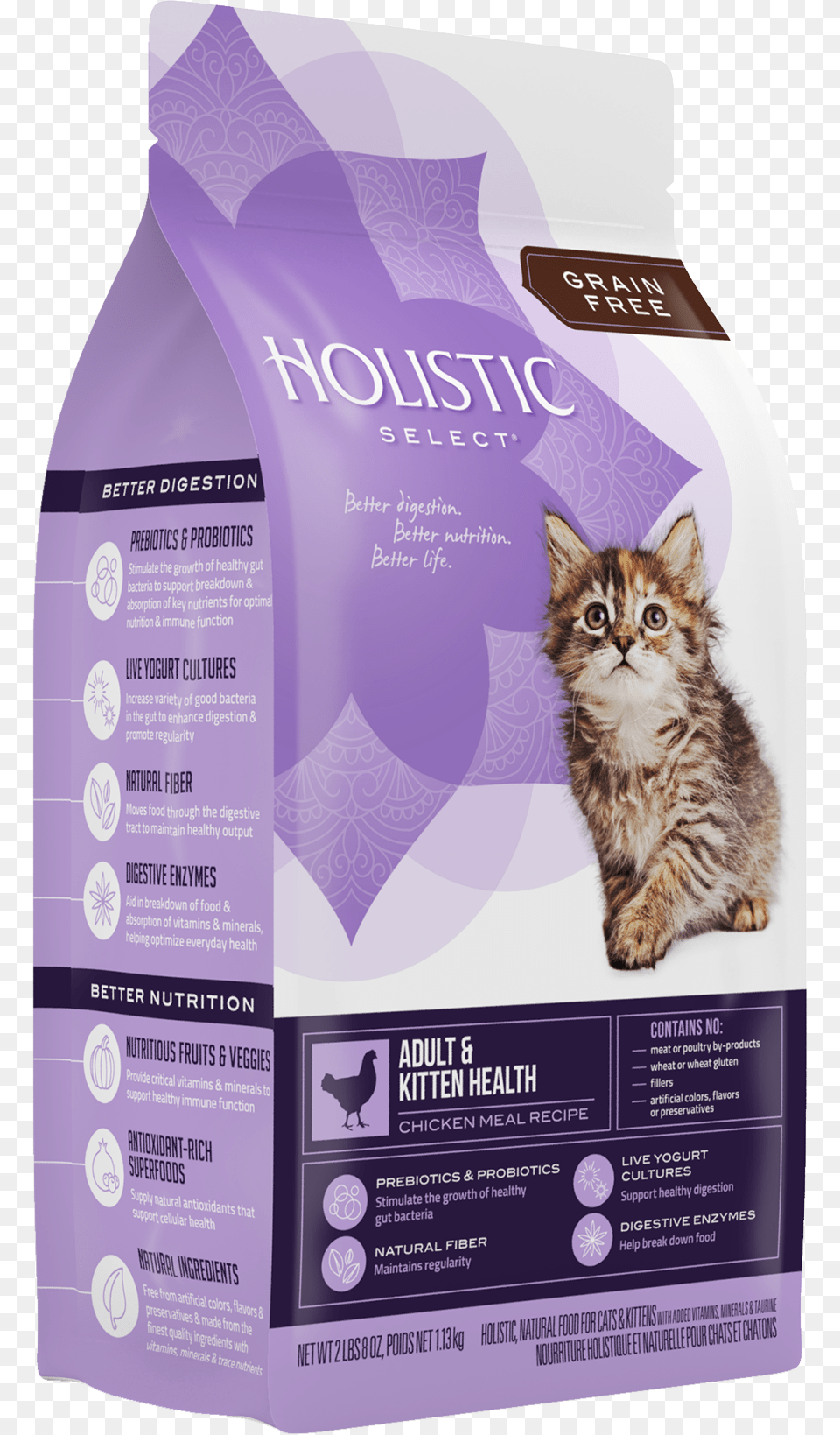 Product Packaging Image Holistic Select Adult Amp Kitten Health Chicken Meal, Advertisement, Poster, Animal, Cat Free Png