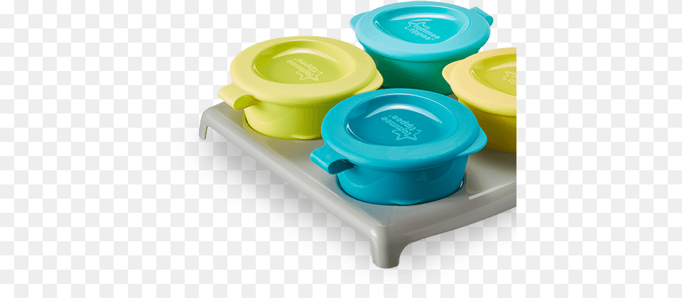 Product Promo Tommee Tippee Freezer Pots Tray, Cup, Food, Meal, Plastic Png Image