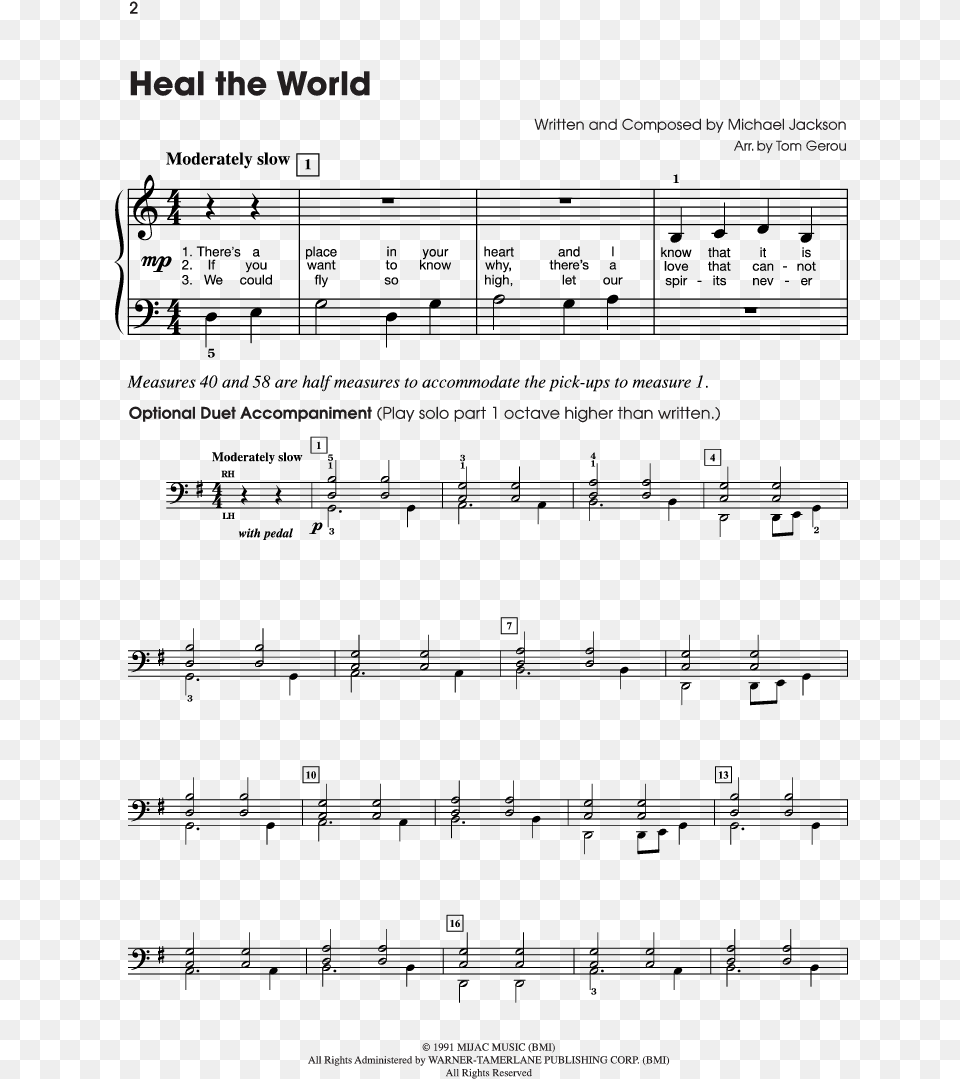 Product Thumbnail Heal The World Notes, Scoreboard, Sheet Music Free Png Download