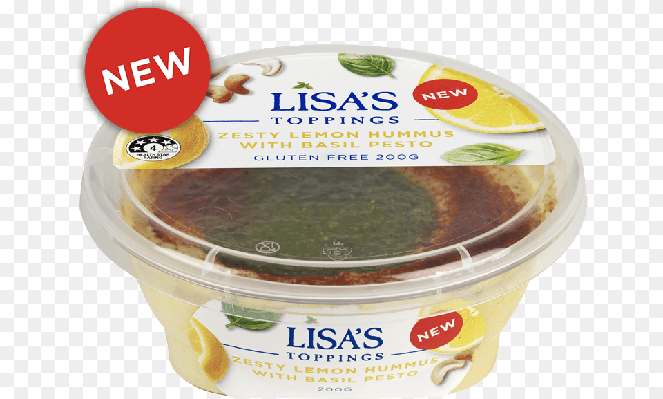 Products Lisau0027s Zesty Lemon Hummus With Basil Pesto New, Dessert, Food, Yogurt, Dip Free Transparent Png