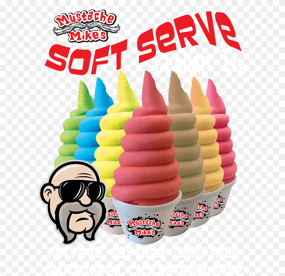 Products Mustache Mikes Italian Ice, Food, Soft Serve Ice Cream, Cream, Dessert Free Transparent Png