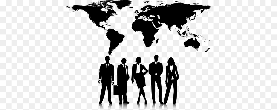 Professional Business People Silhouette High Resolution World Map Vector, Gray Free Png Download