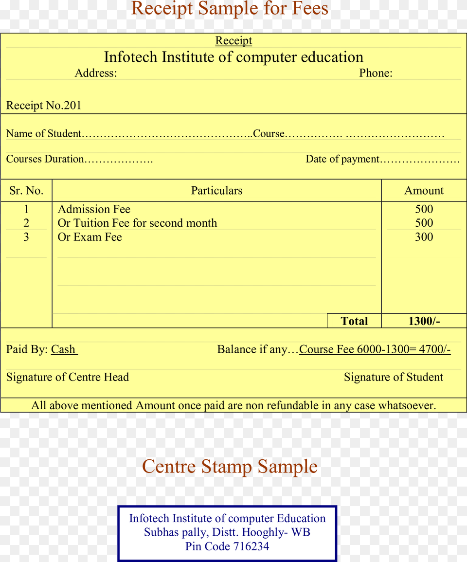 Professional Fee Receipt Main Image Receipt Computer Course, Text, Document Png