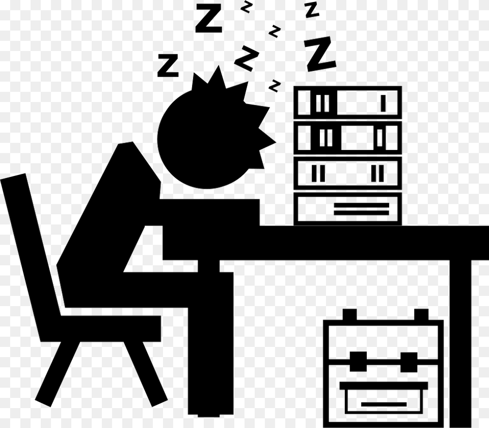 Professor Or Student Sleeping On His Desk With Books Student Sleeping On Desk Icon, Stencil, Furniture, Table Free Transparent Png