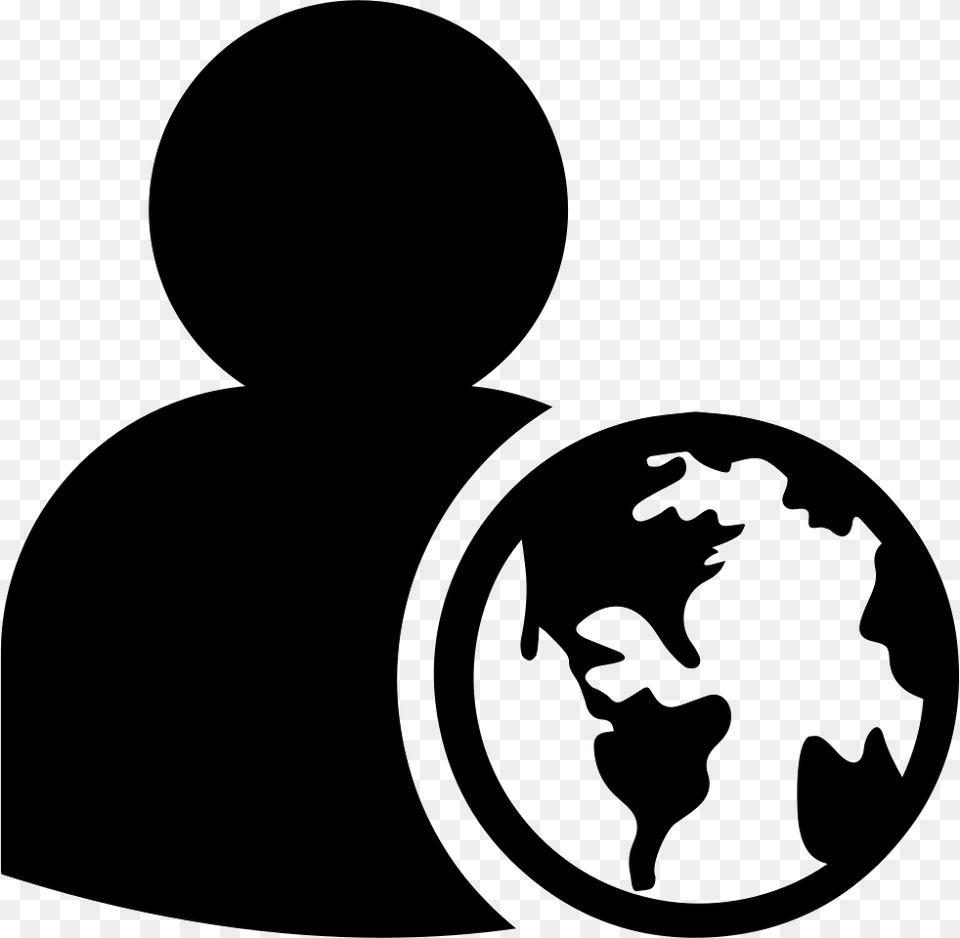 Profile User With Earth Symbol Globe Stand Icon, Silhouette, Person, Astronomy, Outer Space Free Png