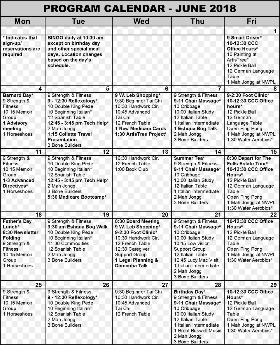 Program Calendar June 2018 Intension To Use Tam Questions, Text Free Png