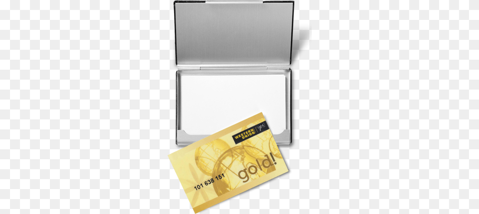 Program Western Union Gold Allows To Send Money Transfer Wood, Text, White Board, Business Card, Paper Free Png