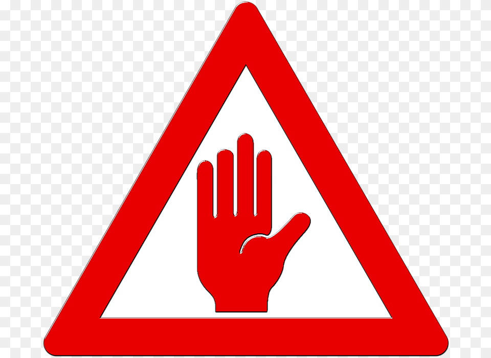 Prohibido El Paso Triangle Street Sign With Hand, Symbol, Road Sign, Dynamite, Weapon Png