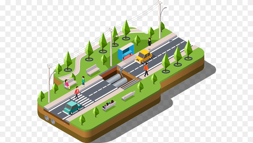 Project Model On Transport And Communication, Road, City, Freeway, Overpass Free Png