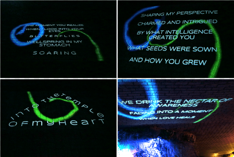 Projected Onto The Path In The Grand Circle Were Messages Graphic Design, Light, Lighting, Text, Art Png Image
