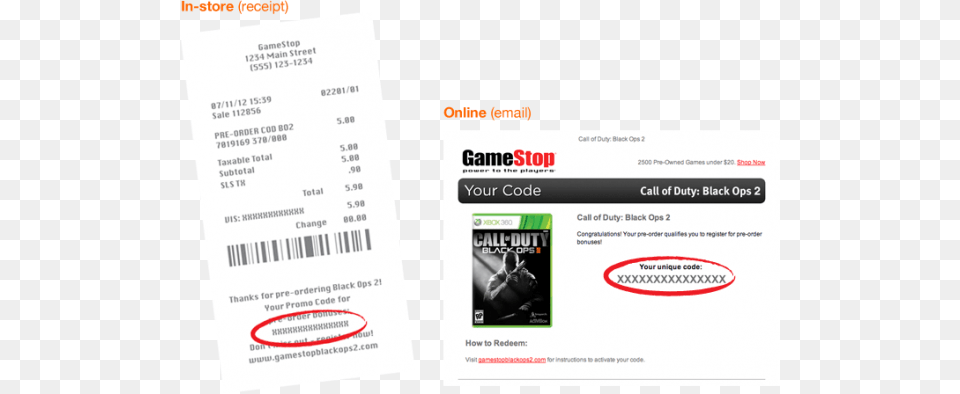Promo Code You Can Find It At The Bottom Of Your Receipt Call Of Duty Black Ops 2 Xbox 360 Game, Text, Person, Document Free Png Download