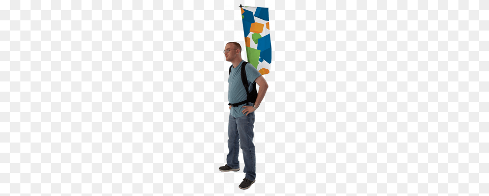 Promotional Backpack Flag In Advertising, Vest, Clothing, Pants, Person Png Image