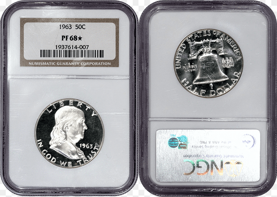 Proof 1963 Franklin Half Dollar Ngc Pf 68 Star Silver, Adult, Male, Man, Person Free Png Download