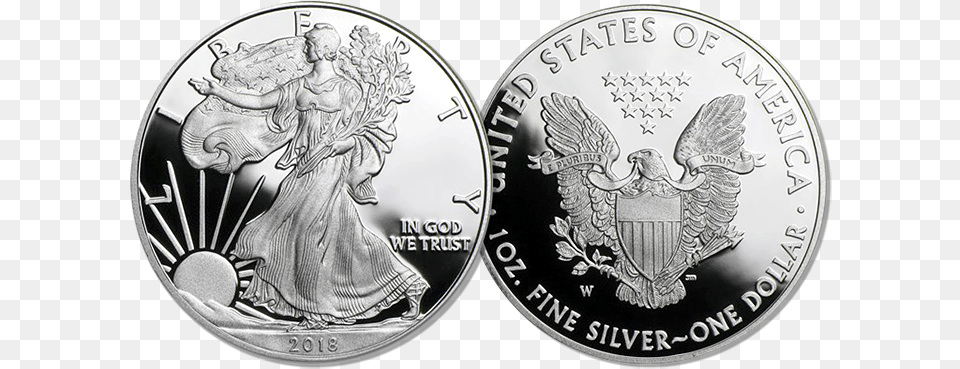 Proof American Eagle Silver Coin 2018 American Silver Eagle, Adult, Bride, Female, Person Png Image