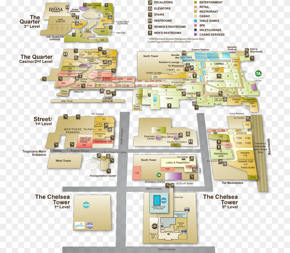 Property Map Hotel Map Of Tropicana Atlantic City, Chart, Diagram, Plan, Plot Free Png