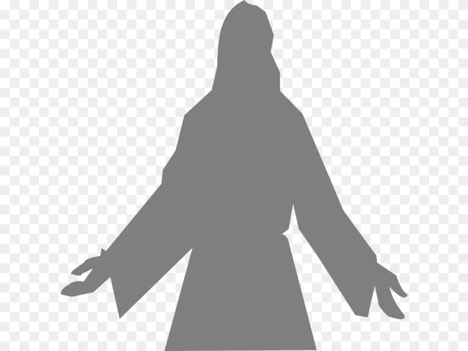Prophet Jesus Preaching Grey Silhouette Supplicant Jesus With Open Arms Silhouette, Long Sleeve, Clothing, Sleeve, Fashion Free Transparent Png