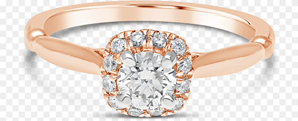 Propose Tonight 14k Rose Gold Princess Diamond Halo Pre Engagement Ring, Accessories, Gemstone, Jewelry Png