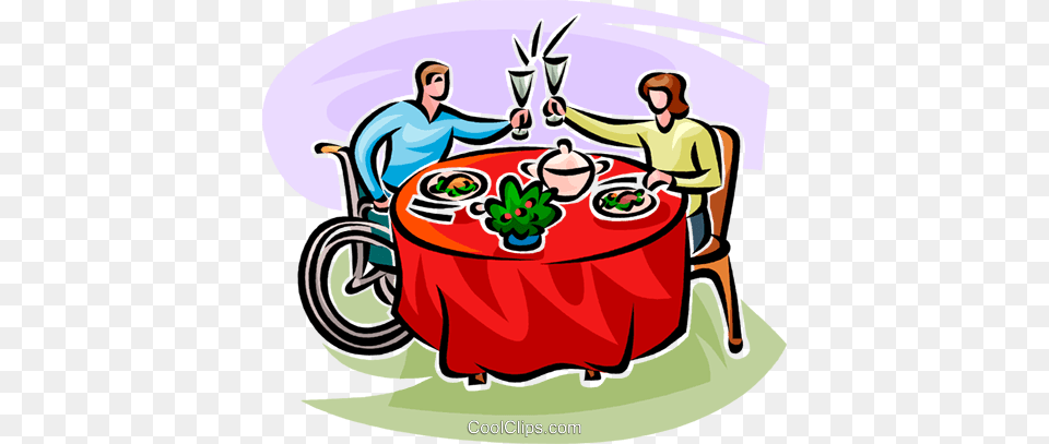 Proposing A Toast Over Dinner Royalty Vector Clip Art, Table, Furniture, Meal, Lunch Free Png Download